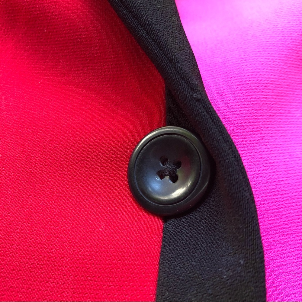 Vintage Sandra Blazer 90s Color Block Long Jacket Pink Orange Red Black - Picture 12 of 14